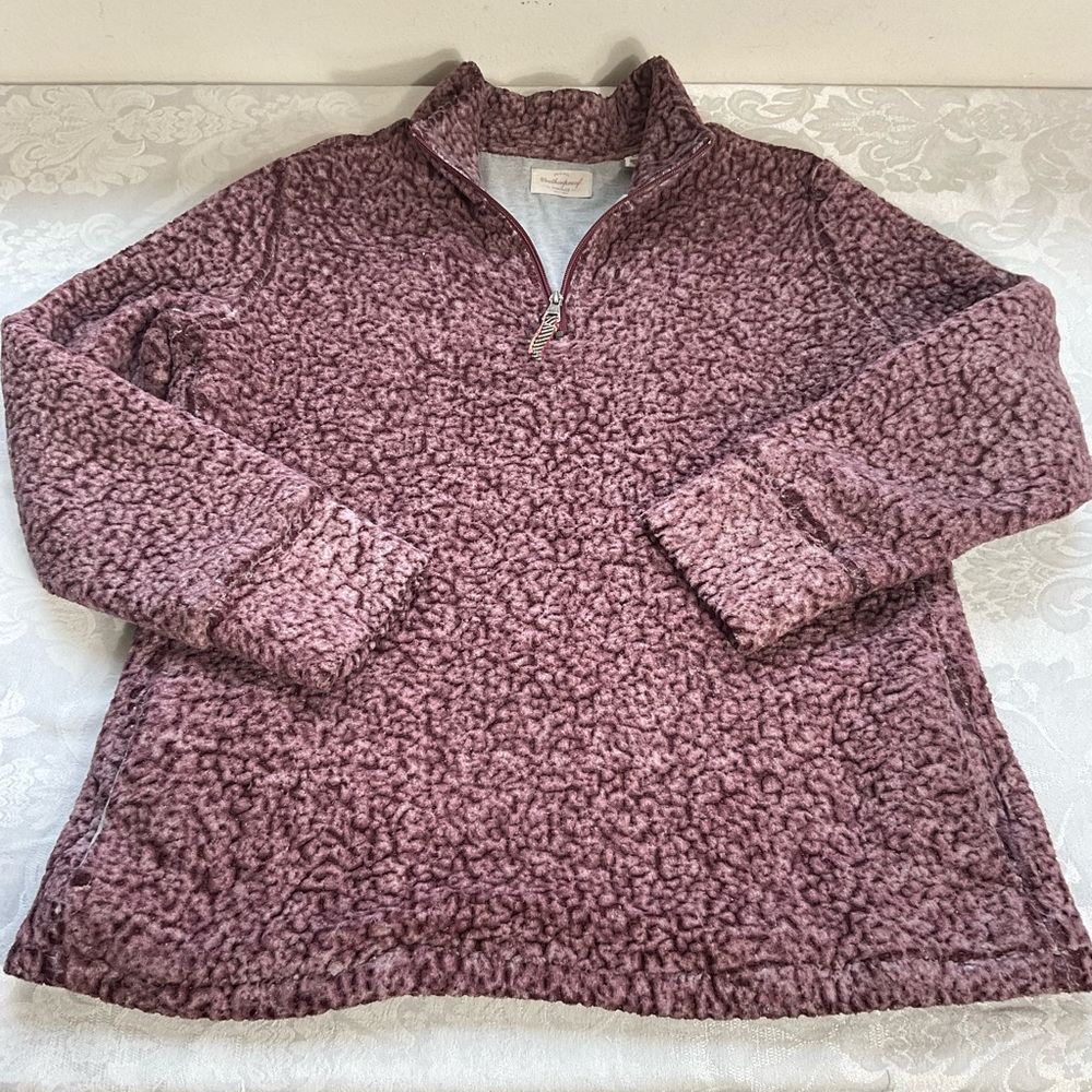 Weatherproof Vintage Maroon Sherpa 1/4 Zip Pullover Women Size Large